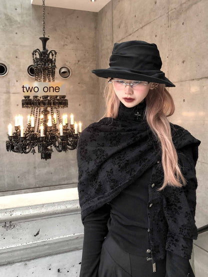 FinderMond_FM_Dark_Detachable_Embroidered_Asymmetric_Cape_Women&