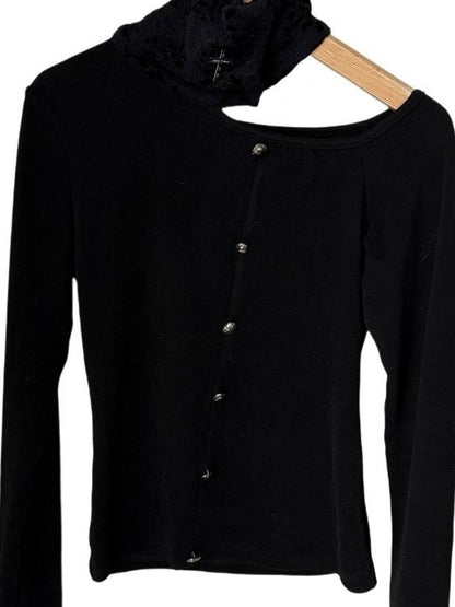 FinderMond FM Dark Detachable Embroidered Asymmetric Cape Women&