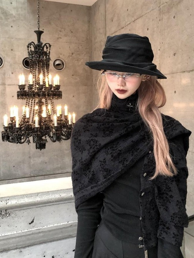 FinderMond FM Dark Detachable Embroidered Asymmetric Cape Women&