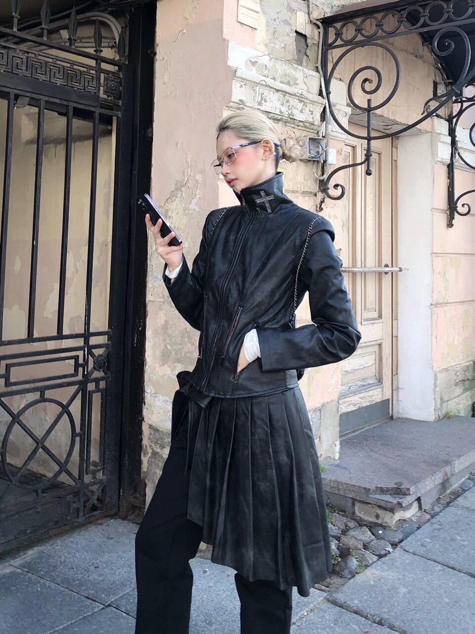 FinderMond FM Dark Gothic Metallic Cross Hooded Sweatshirt And Pants Women&