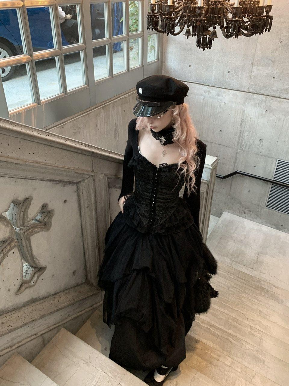 FinderMond FM Dark Industrial Mesh Flowerbud Oversized Fishbone Cross Women&