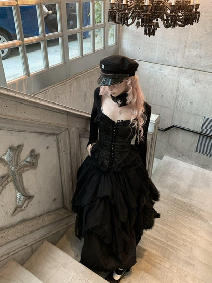 FinderMond FM Dark Industrial Mesh Flowerbud Oversized Fishbone Cross Women&