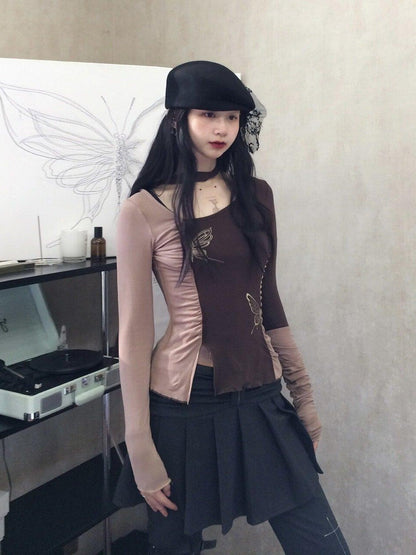 FinderMond FM Delicate Bow Pleated Cross Detail Leg Ring Women&