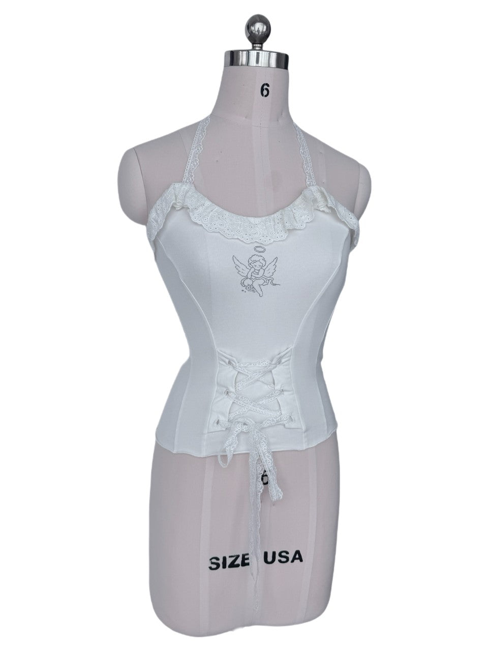 FinderMond FM Dreamy Angel Print Cinched Waist Tie Women&