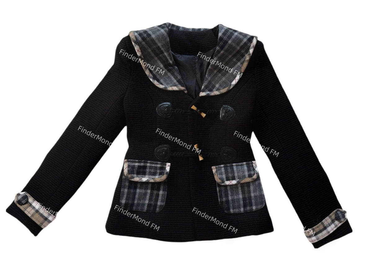 FinderMond_FM_Girl_Sweet_Navy_Collar_Checkered_Color_Block_Women&