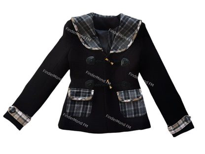 FinderMond_FM_Girl_Sweet_Navy_Collar_Checkered_Color_Block_Women&