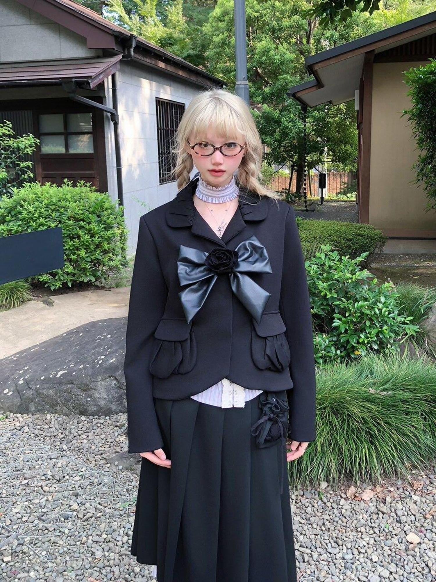 FinderMond FM Girlish Pleated Doll Collar Japanese Style Women&