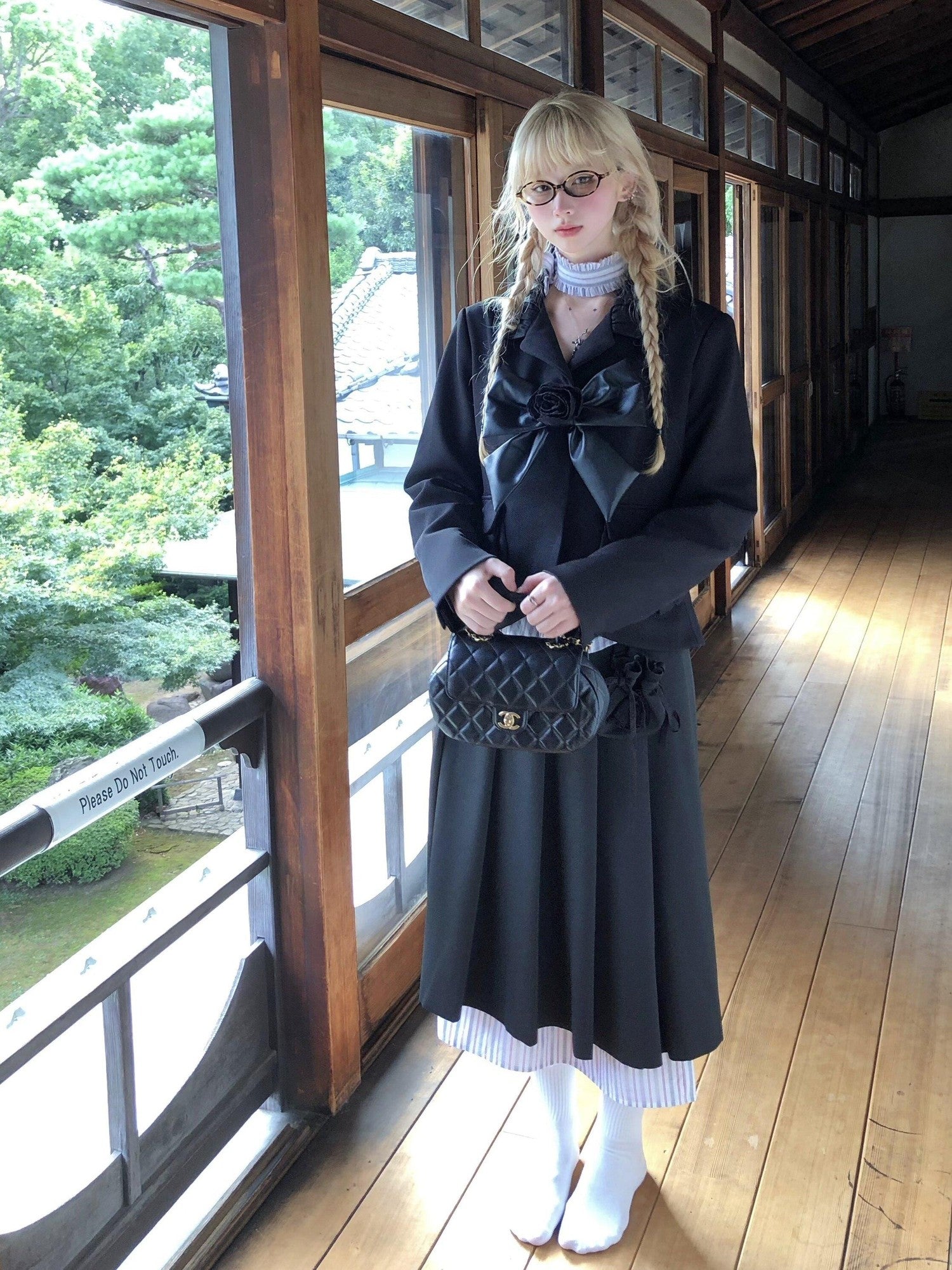 FinderMond FM Girlish Pleated Doll Collar Japanese Style Women&
