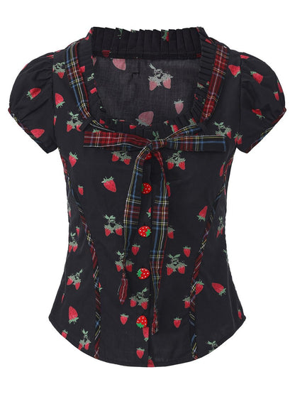 FinderMond FM Girly Strawberry Print Colorblock Women&
