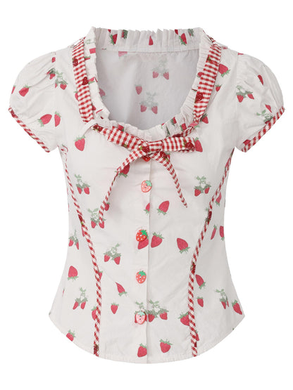 FinderMond FM Girly Strawberry Print Colorblock Women&