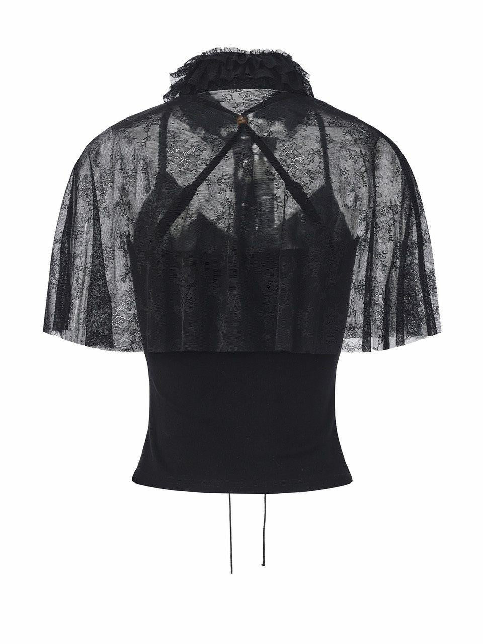 FinderMond FM Gothic Lace Mesh Cape Two Piece Women&