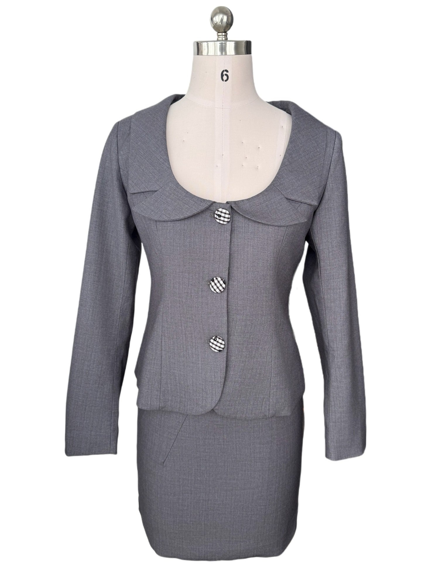 FinderMond FM Gray Low Neck Waist Cinched Hip Hugging Girlish Women&