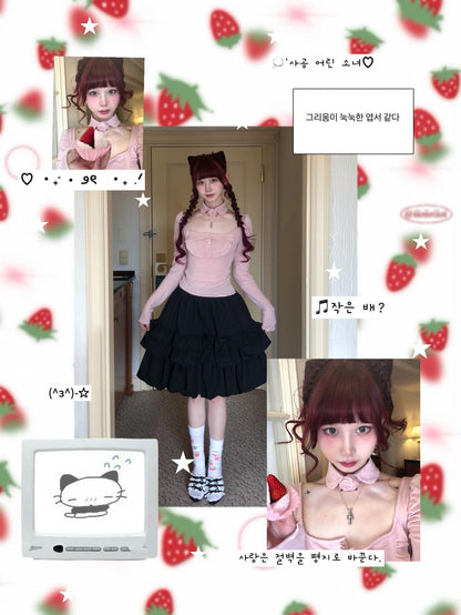 FinderMond FM Gray Pink Doll Rose Collar Women&