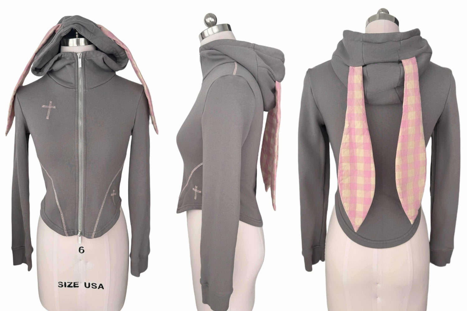 FinderMond_FM_Grey_Pink_Patchwork_Plaid_Rabbit_Print_Women&