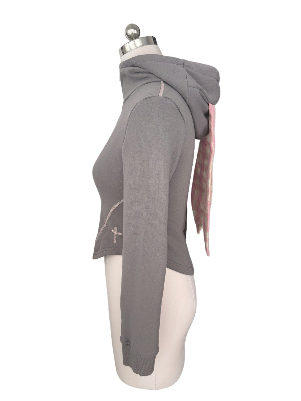 FinderMond FM Grey Pink Patchwork Plaid Rabbit Print Women&