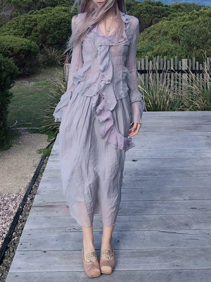 FinderMond FM Grey Purple Mermaid Lace Hook Women&