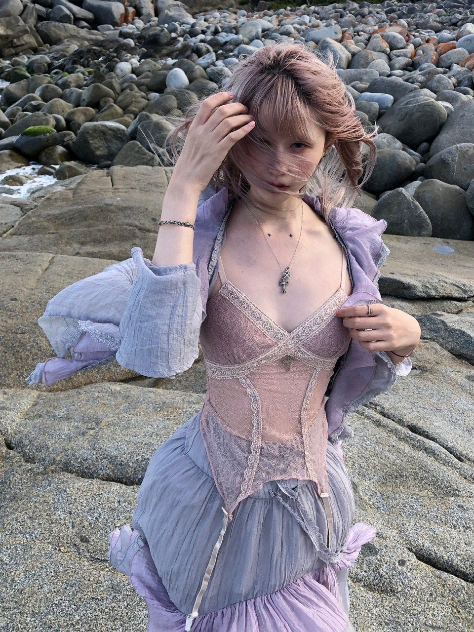 FinderMond FM Grey Purple Mermaid Lace Hook Women&