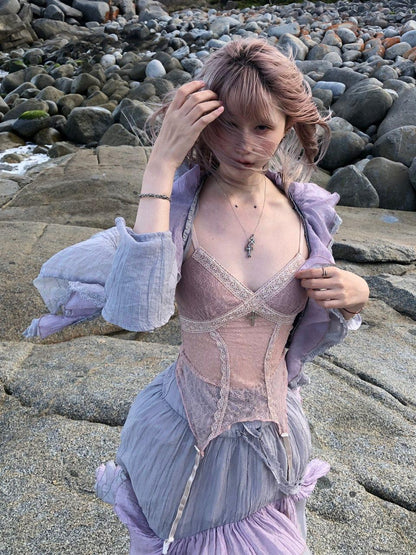 FinderMond FM Grey Purple Mermaid Lace Hook Women&