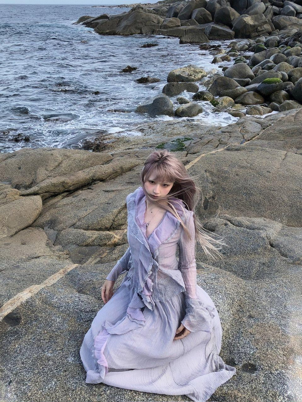FinderMond FM Grey Purple Mermaid Lace Hook Women&