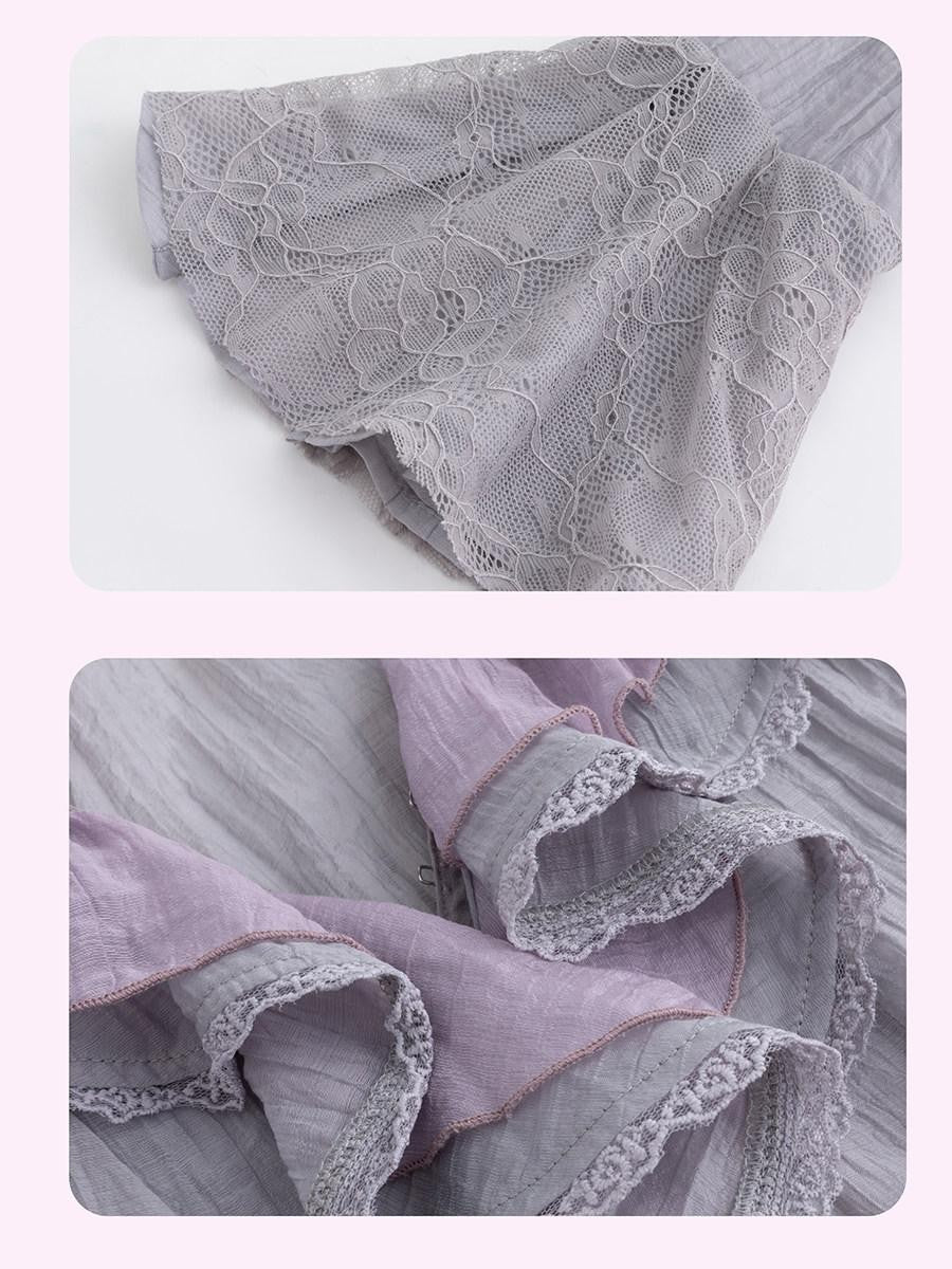 FinderMond FM Grey Purple Mermaid Lace Hook Women&