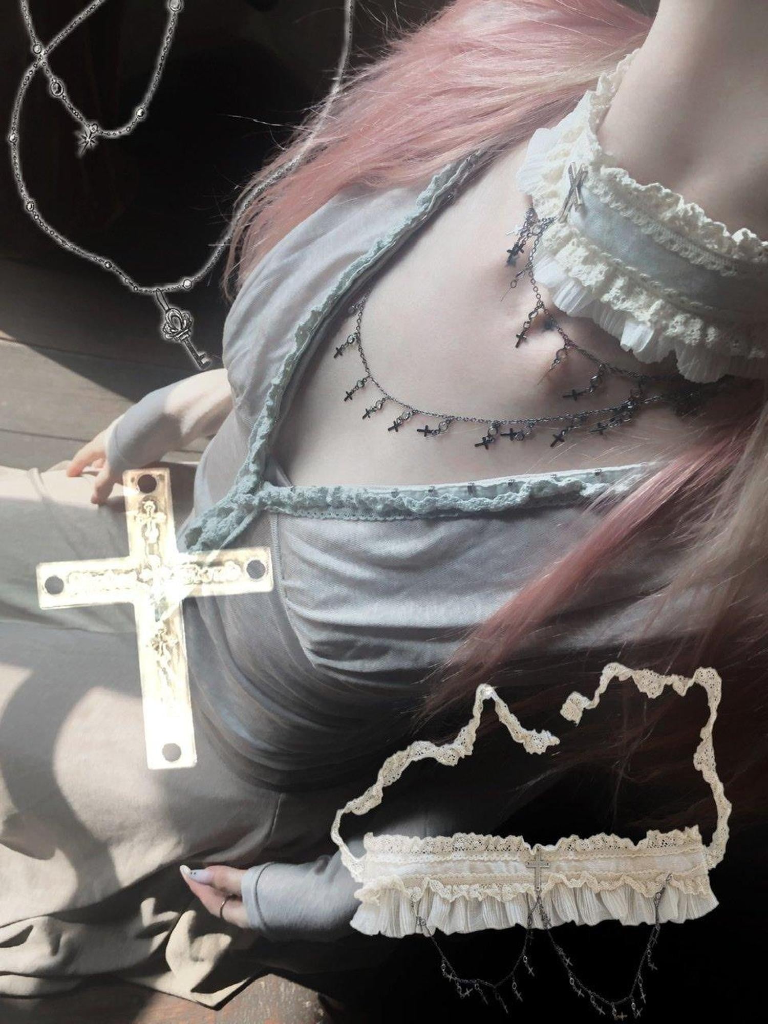 FinderMond FM Mermaid Series Cross Handcrafted Choker Women&