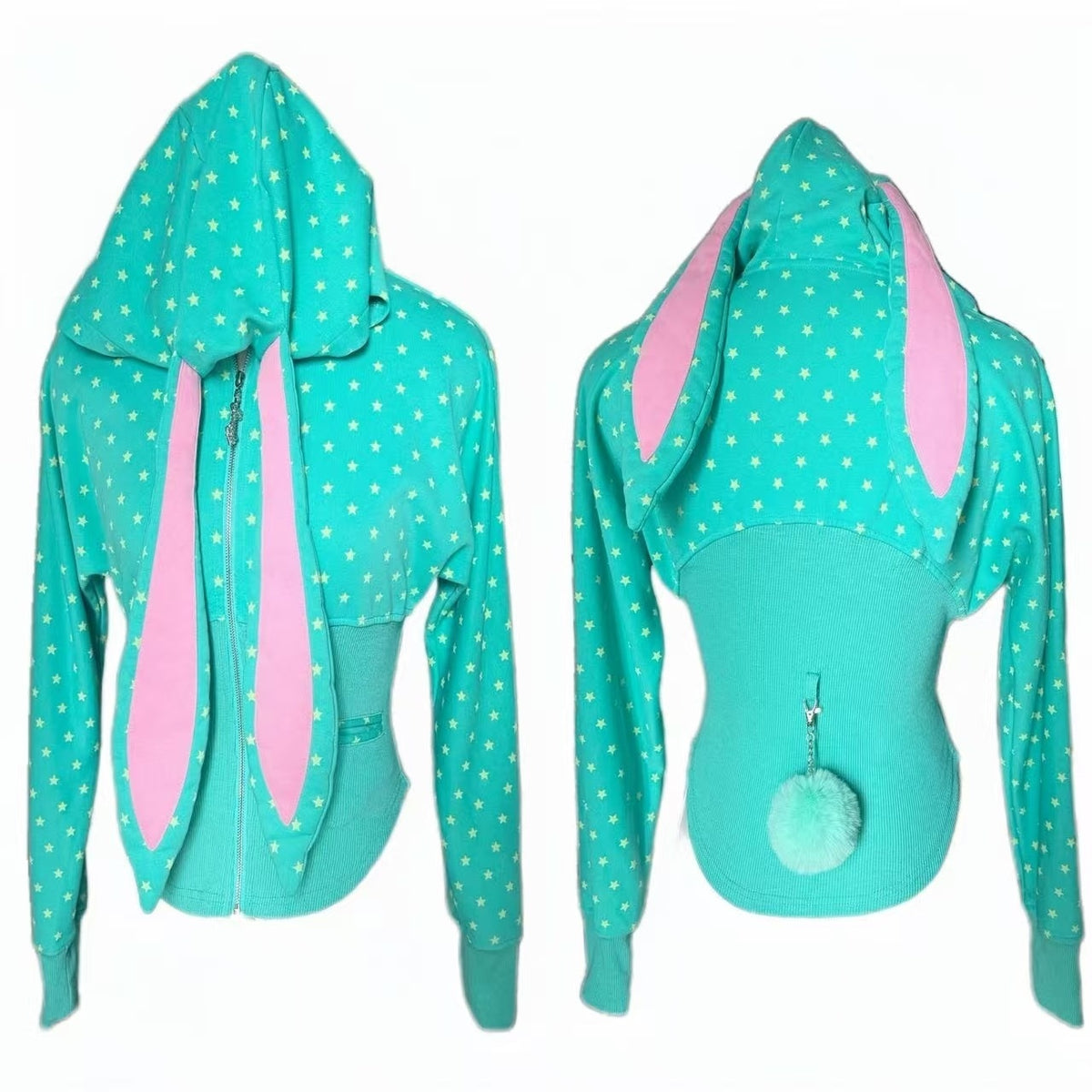 FinderMond_FM_Mint_Green_Star_Print_Cinched_Waist_Cotton_Women&