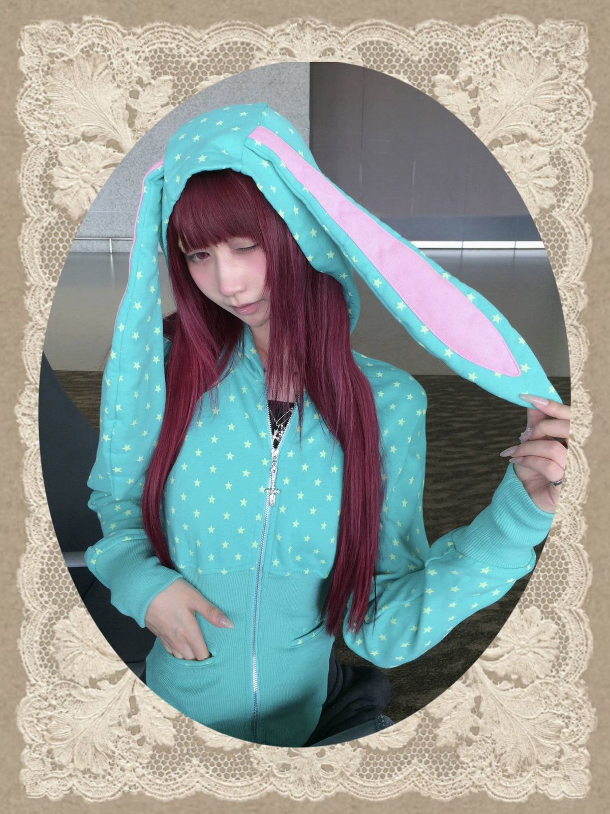 FinderMond_FM_Mint_Green_Star_Print_Cinched_Waist_Cotton_Women&