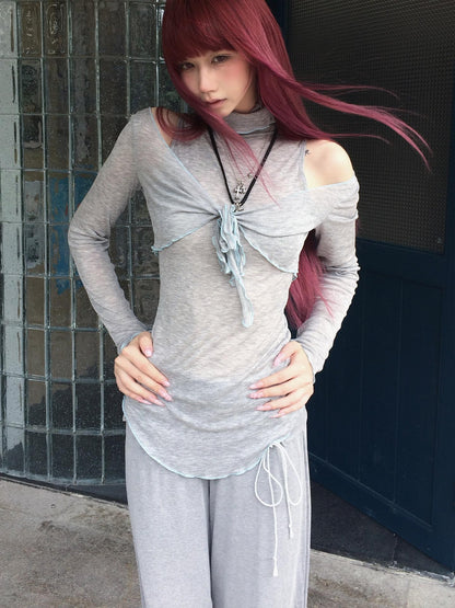 FinderMond FM Overlay Stacked Neck Two Piece Set Women&