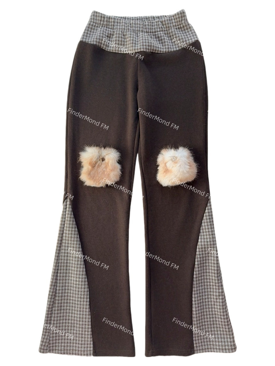 FinderMond_FM_Plaid_Color_Block_Faux_Fur_Pocket_Slimming_Flared_Women&