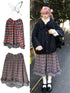 FinderMond_FM_Plaid_Spliced_Knit_Bow_Bubble_Pleated_Women&