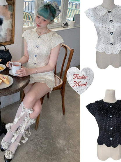 FinderMond FM Polka Dot Petal Bow Elegant Women&
