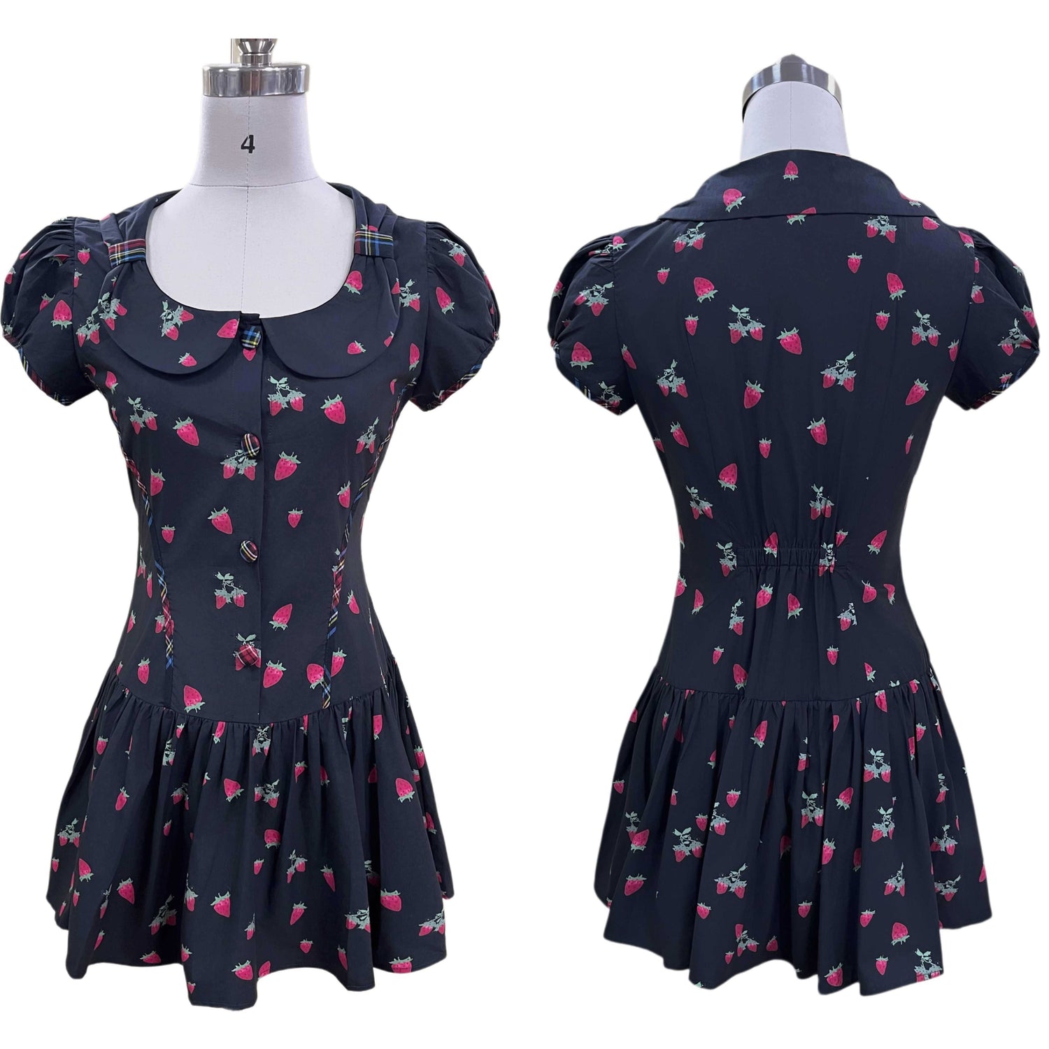 FinderMond_FM_Retro_Strawberry_Print_Bow_Doll_Collar_Women&