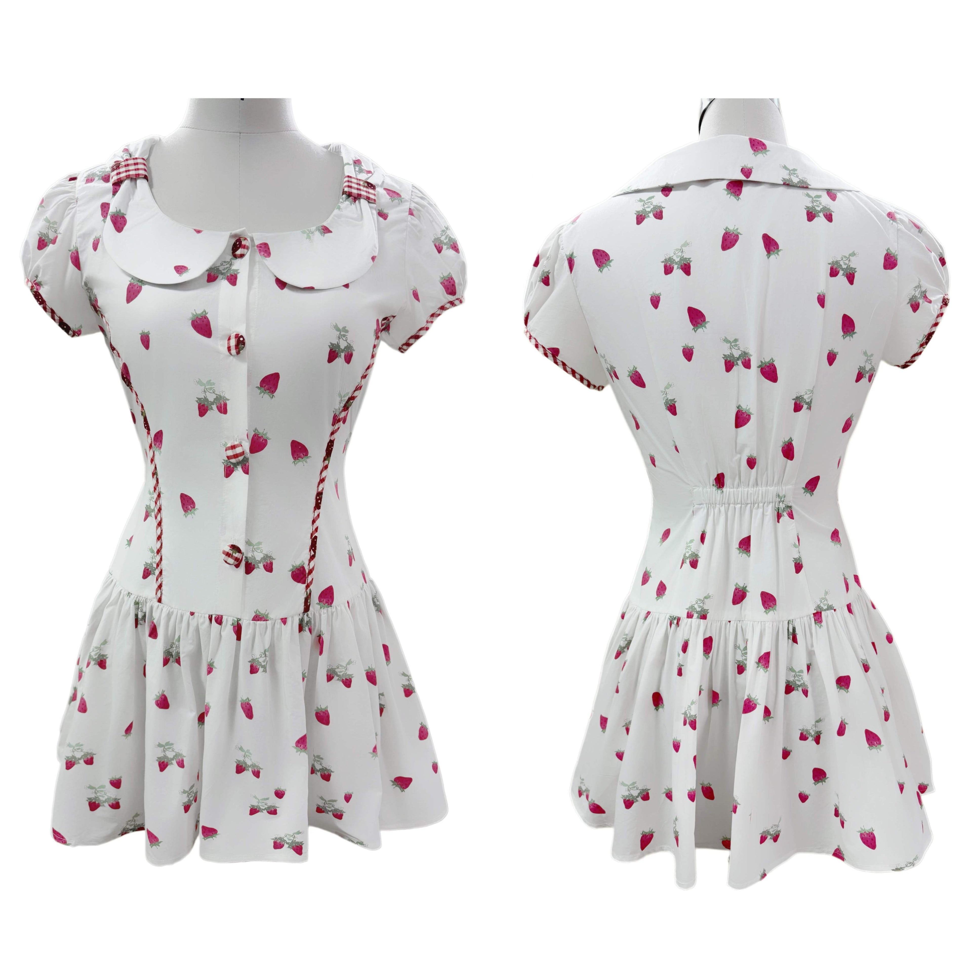 FinderMond_FM_Retro_Strawberry_Print_Bow_Doll_Collar_Women&