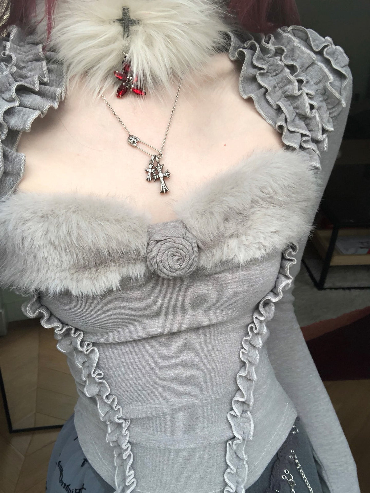 FinderMond_FM_Rose_Spliced_Knit_Two_Piece_Lace_Trim_Long_Sleeve_Women&