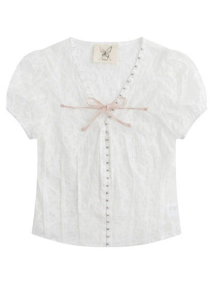 FinderMond FM Sakura Rain Crochet Floral Large Bow Tie Women&