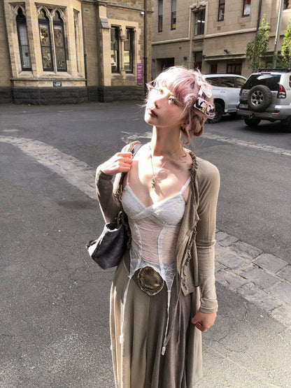 FinderMond FM Sheer Cross Pendant Bralette Women&