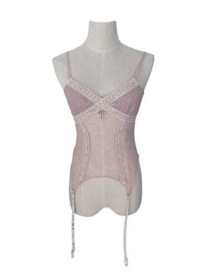 FinderMond FM Sheer Cross Pendant Bralette Women&