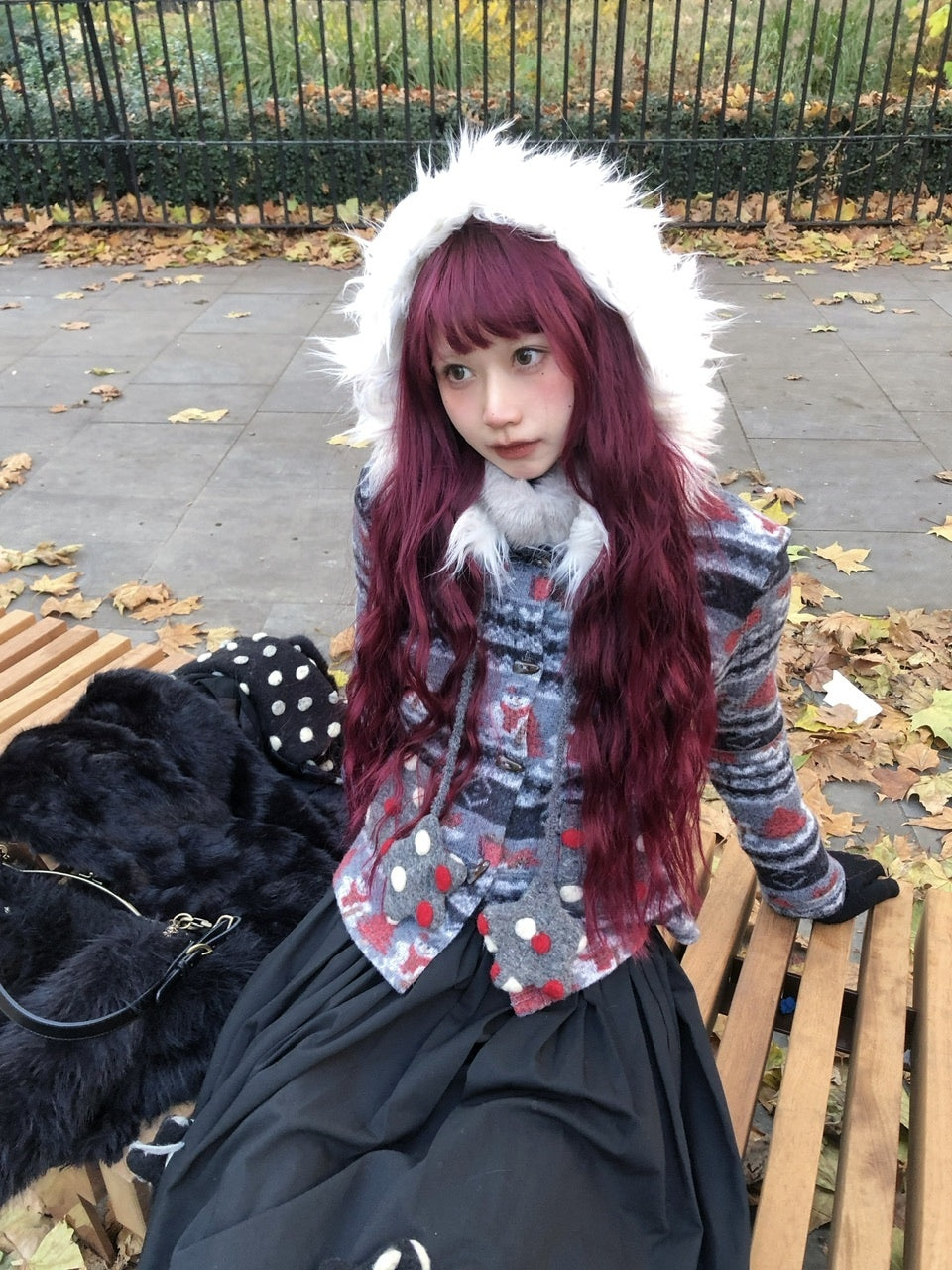 FinderMond_FM_Striped_Faux_Fur_Collar_Hooded_Cardigan_Women&