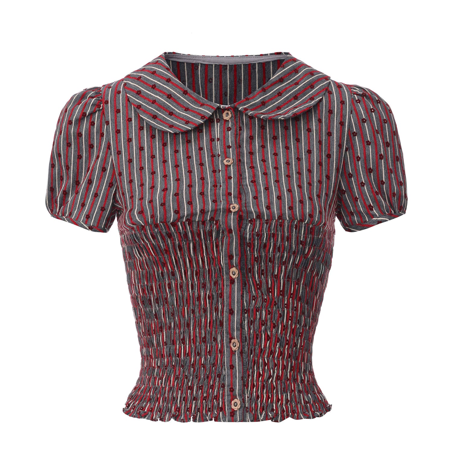 FinderMond_FM_Striped_Flocked_Floral_Ruched_Women&