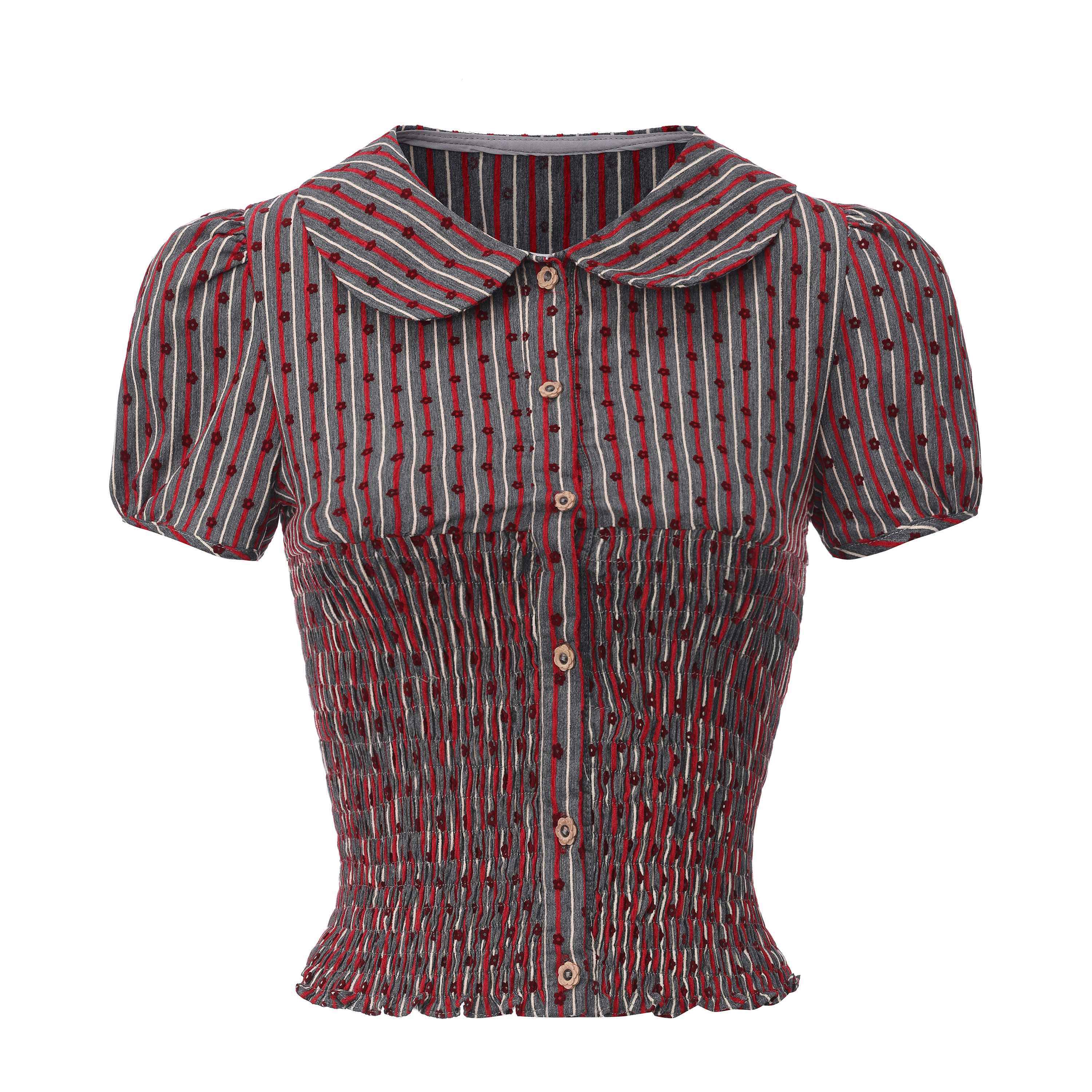 FinderMond_FM_Striped_Flocked_Floral_Ruched_Women&