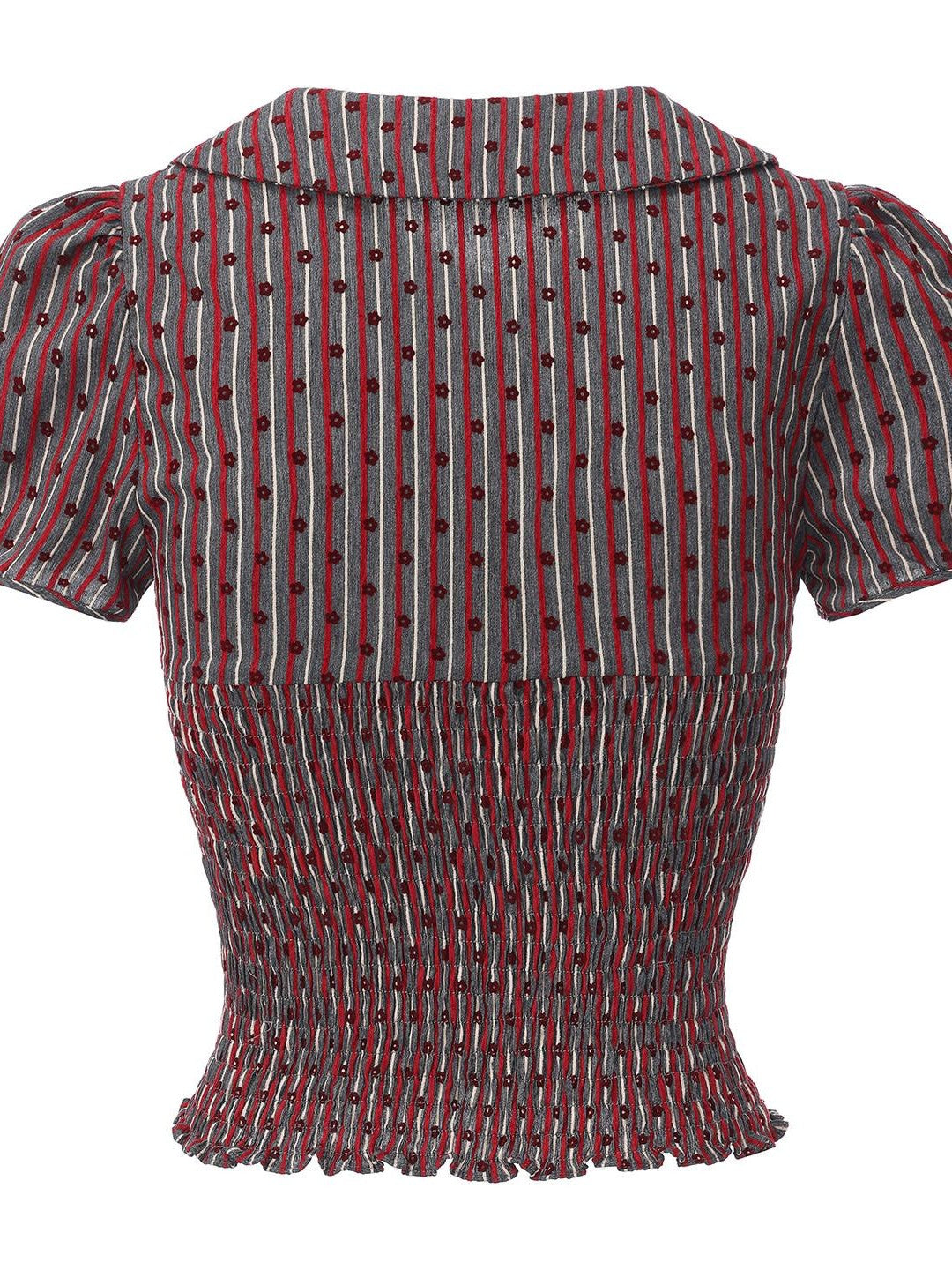 FinderMond FM Striped Flocked Floral Ruched Women&