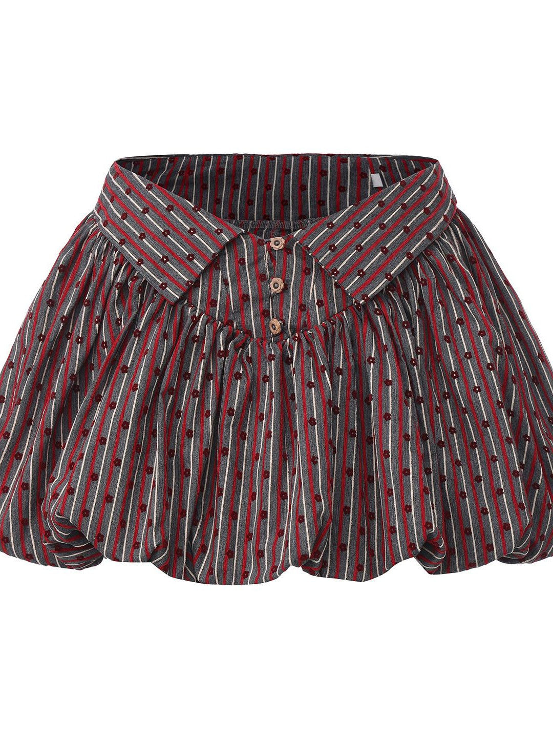 FinderMond FM Striped Flocked Floral Ruched Women&