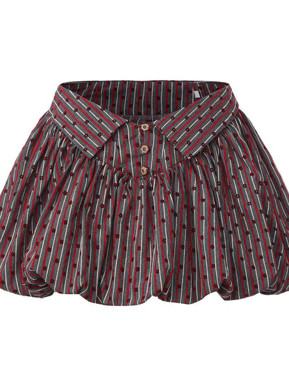 FinderMond FM Striped Flocked Floral Ruched Women&
