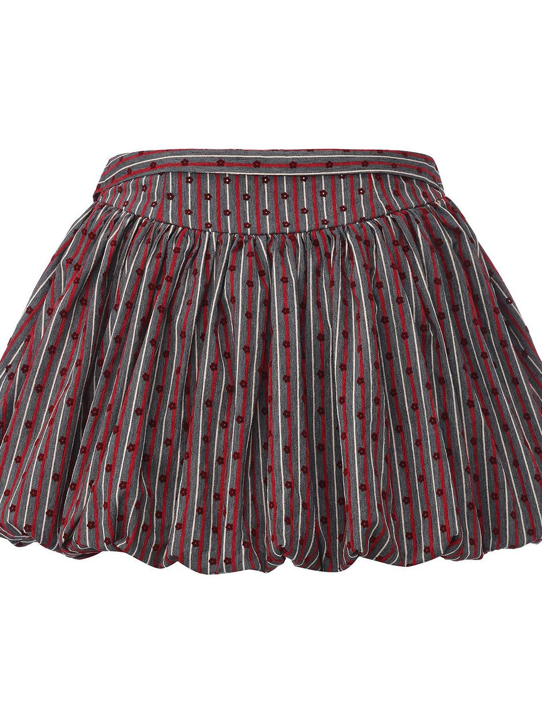 FinderMond FM Striped Flocked Floral Ruched Women&