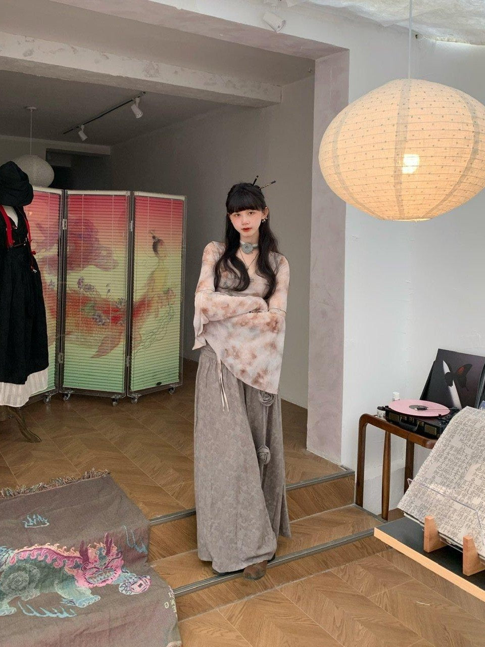 FinderMond FM Subtle Jacquard Pleated Women&