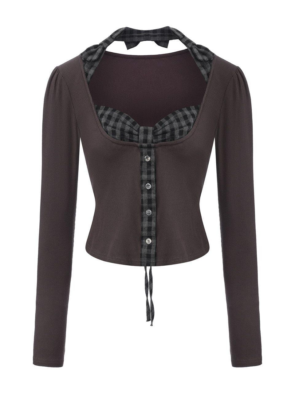 FinderMond FM Sweet Girlish Bowknot Plaid Design Women&