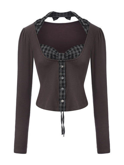 FinderMond FM Sweet Girlish Bowknot Plaid Design Women&