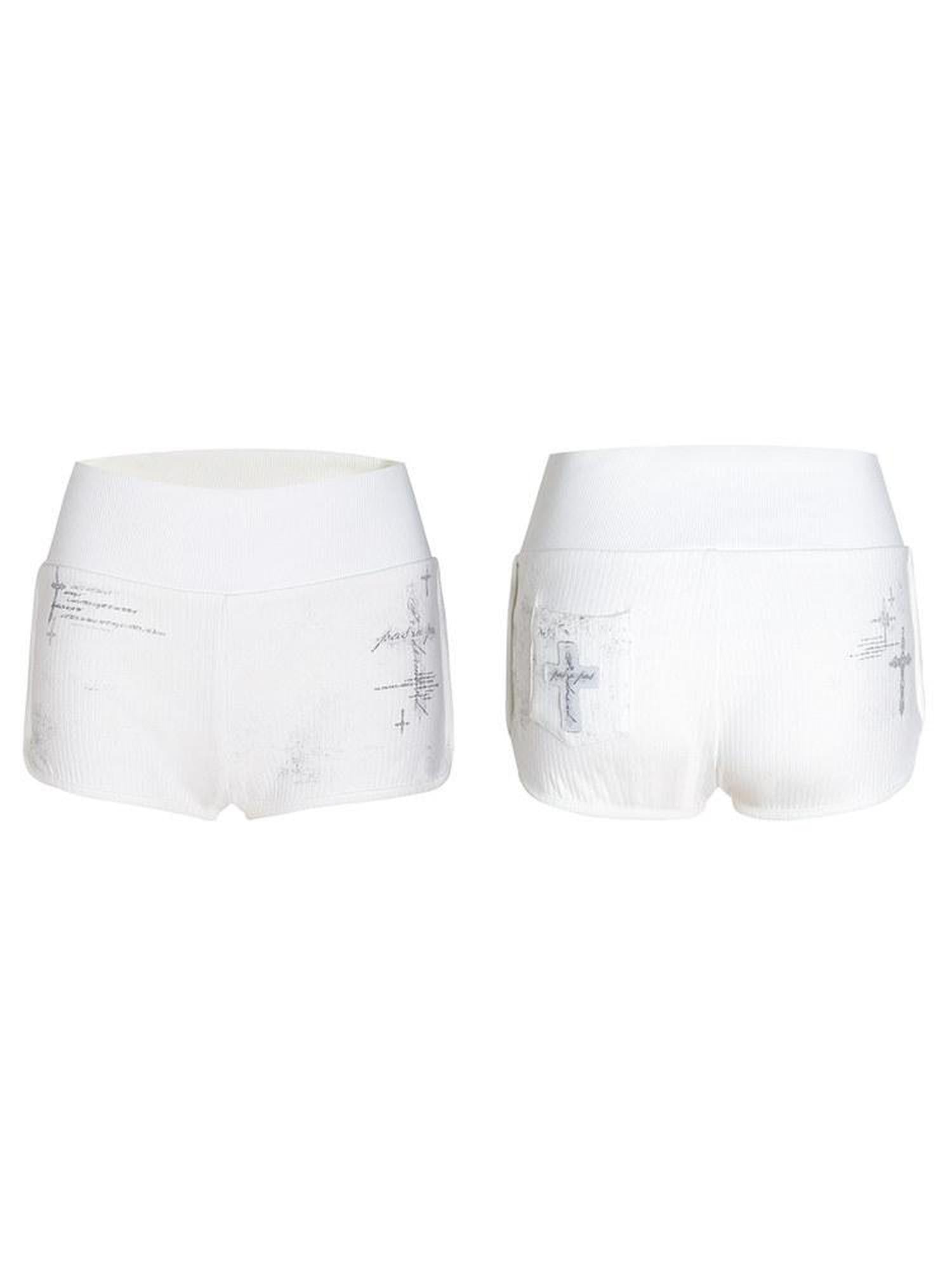 FinderMond FM White Cross Print Casual Everyday Daily Wear Women&