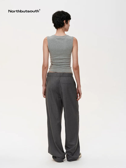 Fine Wool Drawstring Trousers with Relaxed Fit