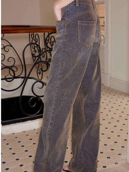2th Desire Flared Patchwork Leopard Check Lace Flare Jeans With Detachable Skirt